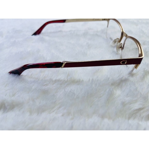 Guess Womens Brown Red Matte Bordeaux Eyeglass Frame Rectangular Semi Rimless